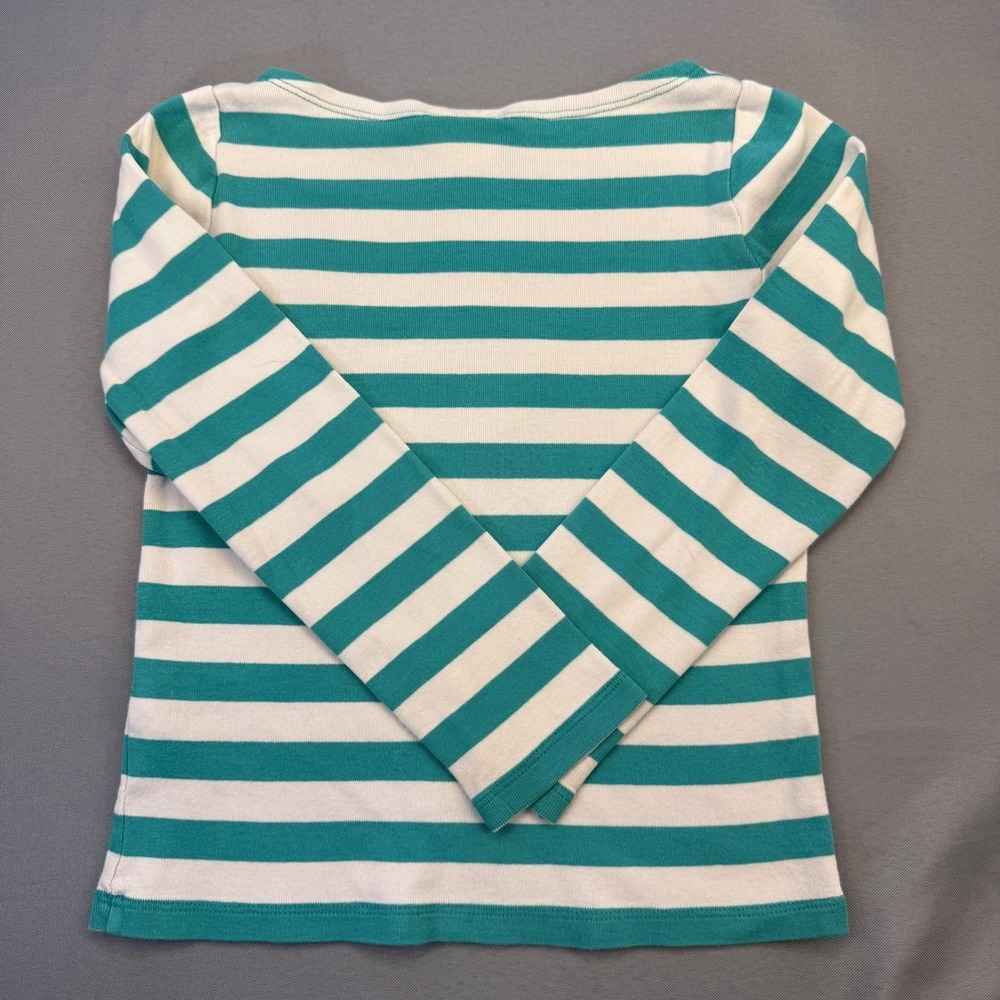 Mini Boden Green Stripe Bird Shirt Size 4-5 Year Appliqués Excellent Condition - Picture 5 of 5